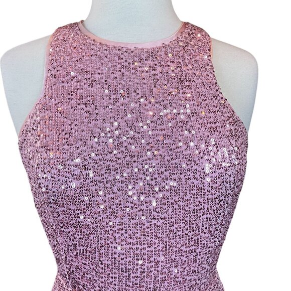 Lulus Endless Fun Shiny Pink Sequin Lace-Up Mini Dress Medium NWT - Picture 3 of 10